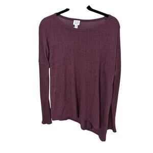Evereve Peyton Jensen Asymmetric Sweater Burgundy Eggplant Casual Comfort Lounge